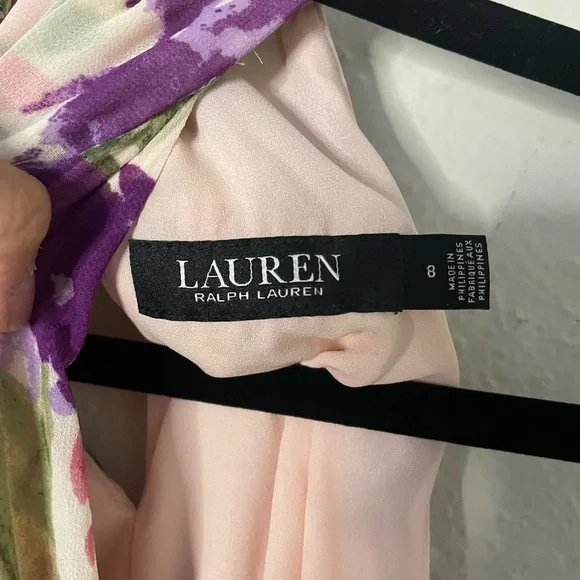 Lauren Ralph Lauren Sleeveless Halter Bow Neck Ruffle Tiered Blouson Dress SZ 8 - Picture 6 of 9